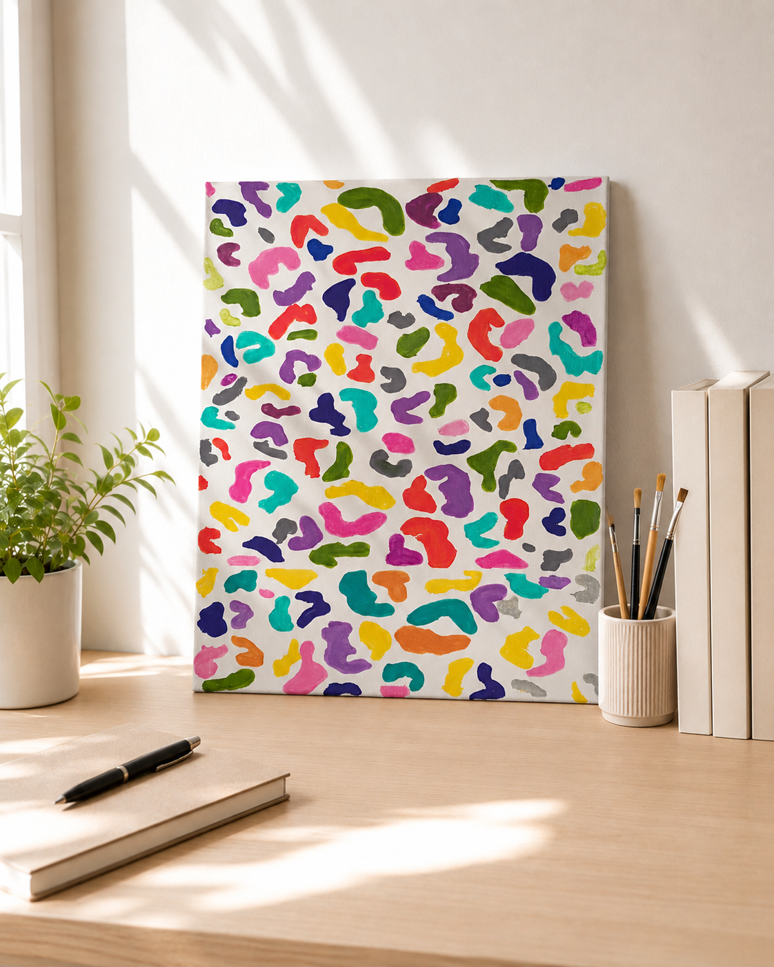 Rainbow Leopard Print Canvas Painting – 8x10 Original Wall Art