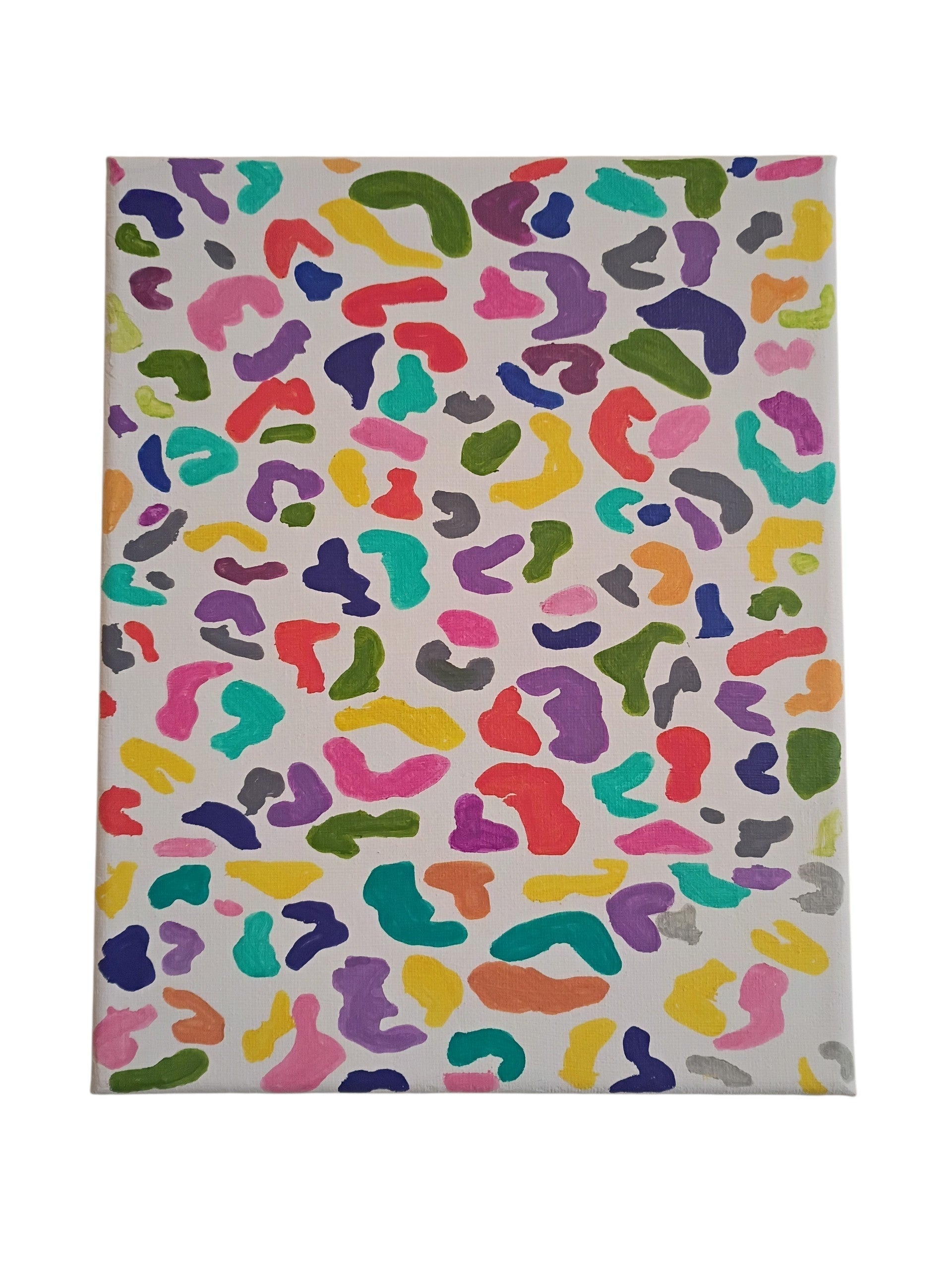 Rainbow Leopard Print Canvas Painting – 8x10 Original Wall Art