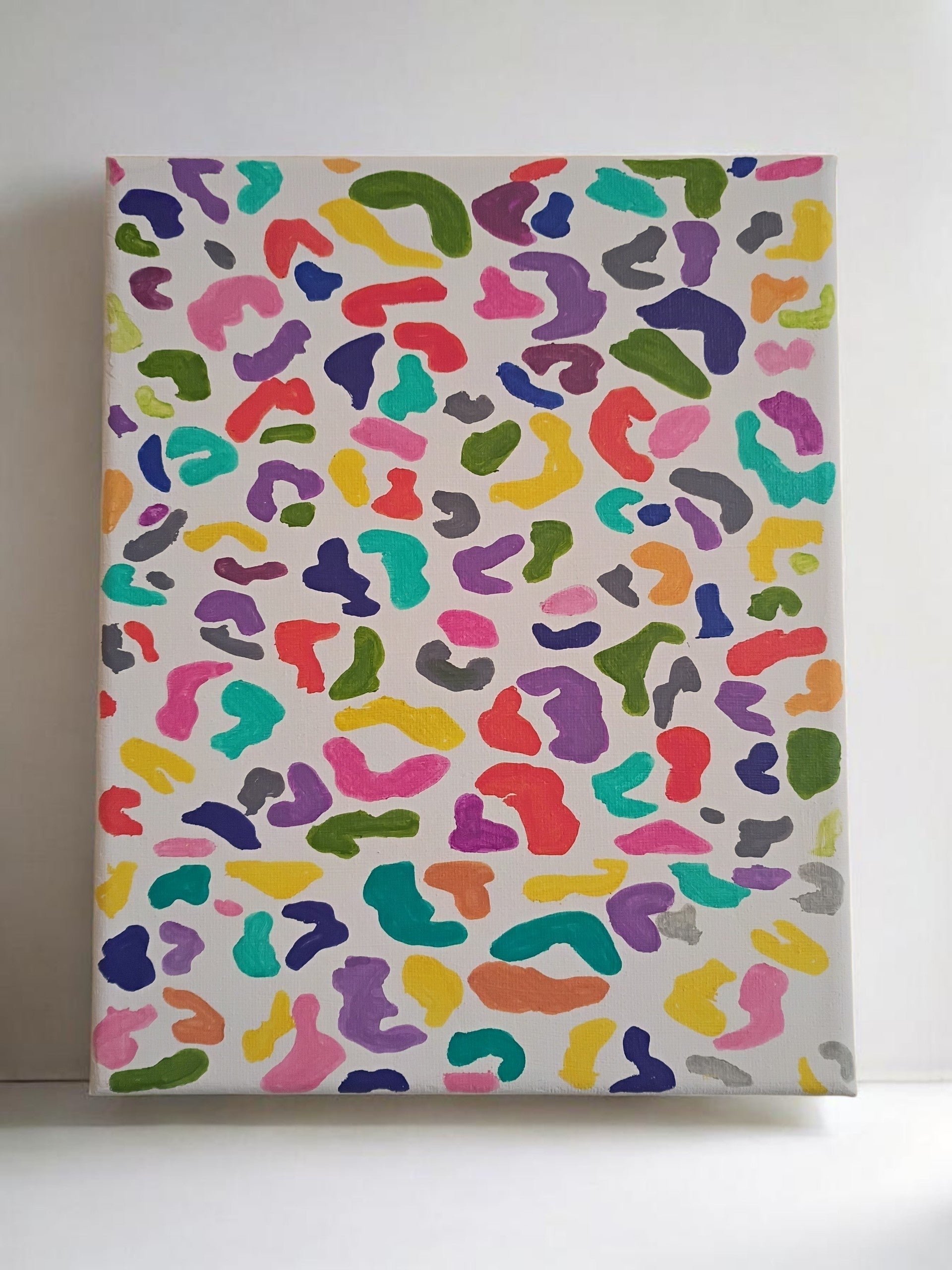 Rainbow Leopard Print Canvas Painting – 8x10 Original Wall Art