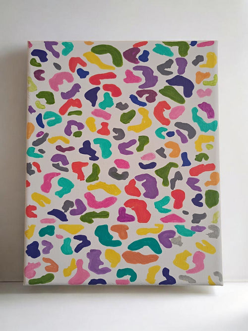 Rainbow Leopard Print Canvas Painting – 8x10 Original Wall Art