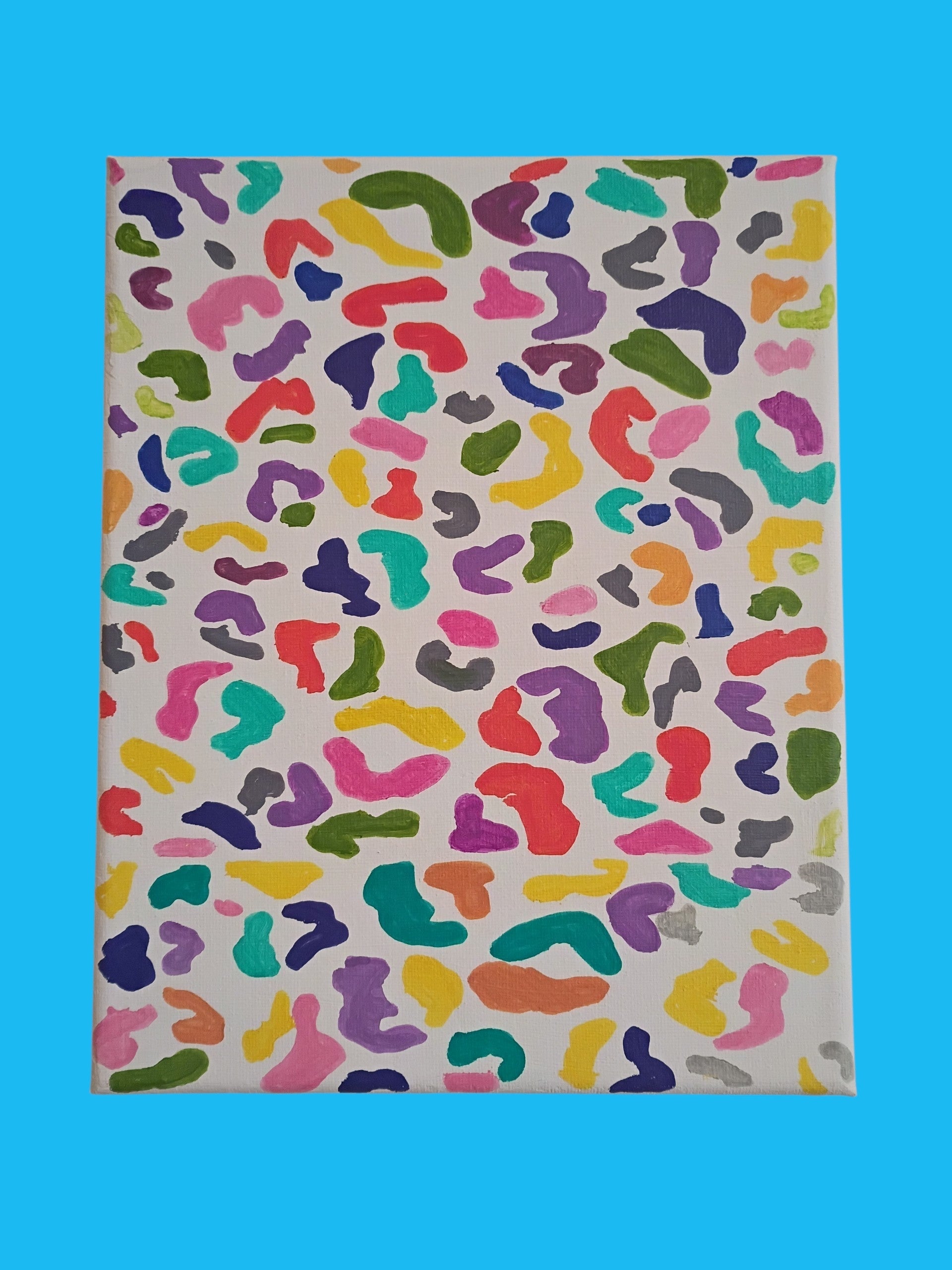 Rainbow Leopard Print Canvas Painting – 8x10 Original Wall Art