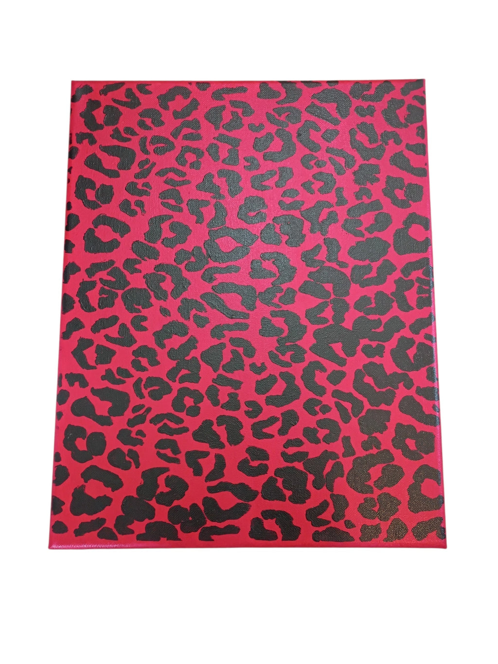 Red & Black Leopard Print Canvas Wall Art | 11x14 Original Hand Painted Animal Print Painting | Bold Glam Wall Decor