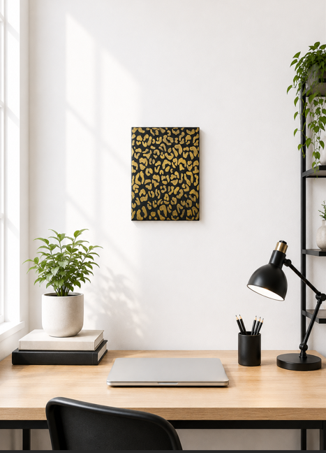 Dark Green & Gold Leopard Print Canvas Wall Art – 8x10 Original Hand-Painted