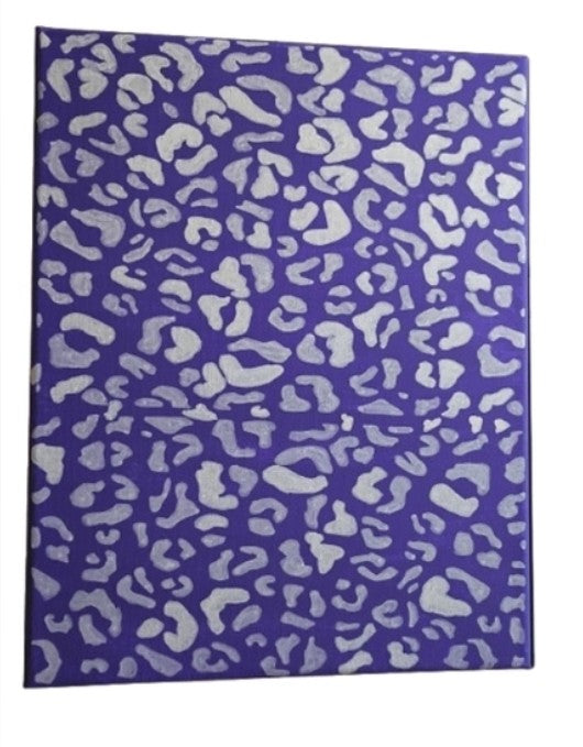 Purple Leopard Print Canvas Wall Art | 11x14 Original Hand Painted Animal Print Painting | Bold Glam Wall Decor
