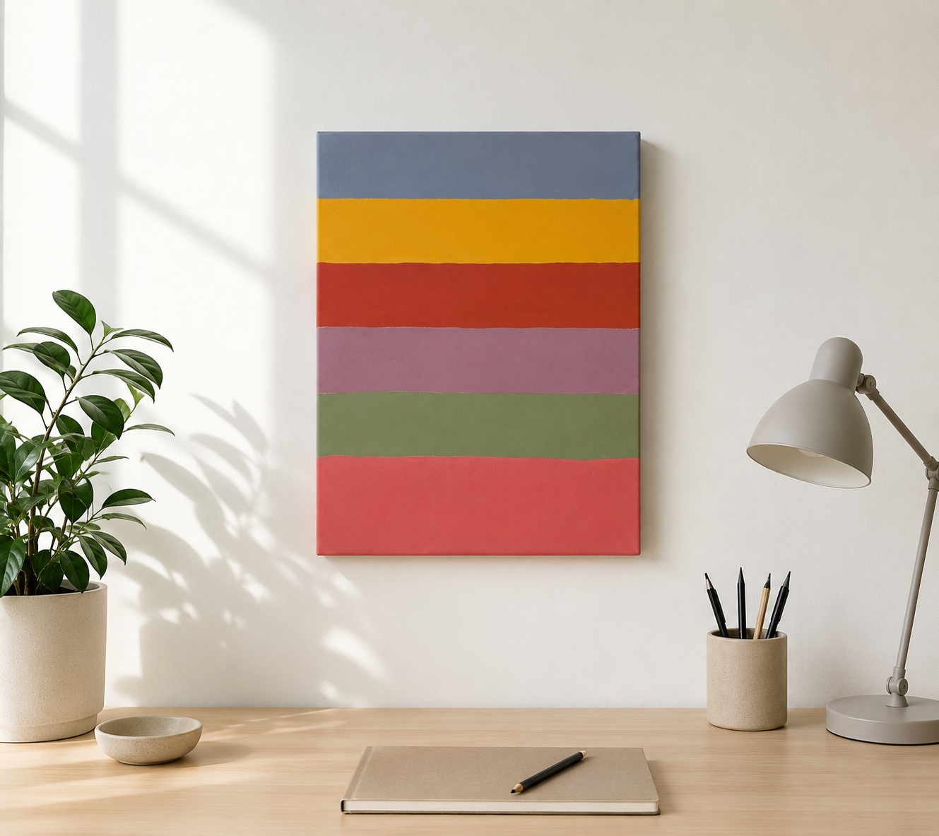 Bold Color Block Canvas Wall Art | 11x14 Original Hand Painted Abstract Painting | Modern Stripe Art | Colorful Wall Decor